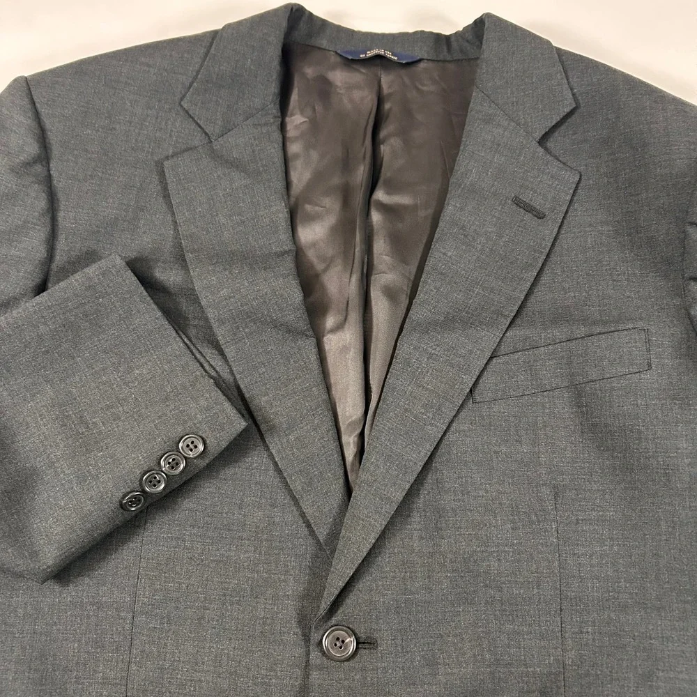Brooks Brothers‎ Blazer Jacket Mens 42S Dark Gray Brooksease Wool Blend Suit USA